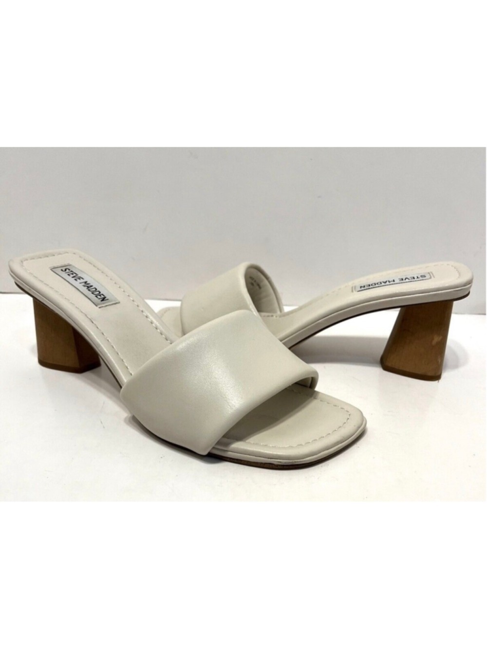 Steve Madden Beige Slip On Heel Sandals Women's Size 7.5